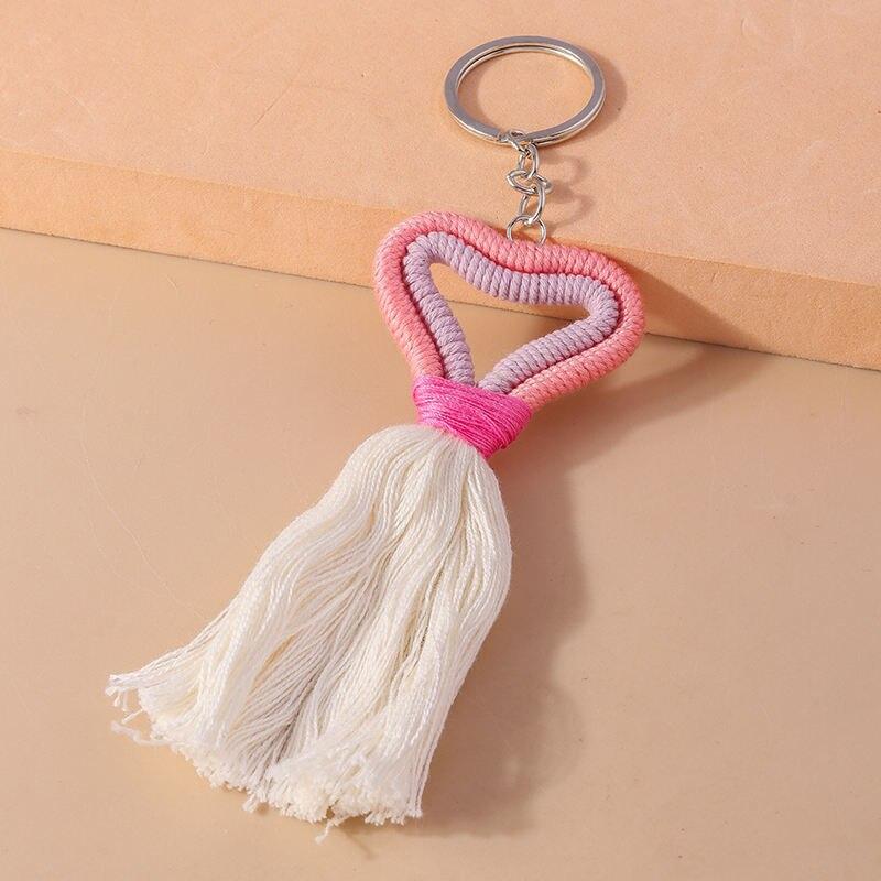 Fashion Love Heart Tassel Charms Keychain Souvenir Gifts for Women Men Car Key Handbag Pendant Keyrings DIY Jewelry Accessories
