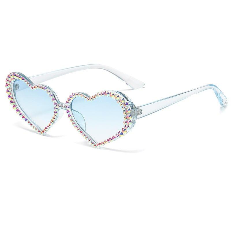 Heart Shaped Diamond Sunglasses Women Luxury Shiny Rhinestone Sun Glasses Female Small Frame UV400 Eyewear Oculos De Sol Feminin