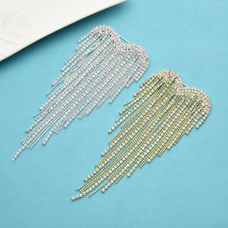 Wuli&baby Heart Tassels Brooches For Women 2021 2-color Rhinestone Weddings Party Office Brooch Pins Gifts